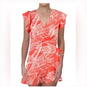 Aqua Women's Coral Leaf Print Mini Dress